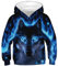 Ocean Plus Jungen Kapuzenpullover Bunt Teens Hoodie Kinder Langarm Pulli mit Kapuzen Sweatshirt Unisex Pullover (M (Körpergröße: 135-140cm), Blauäugiger Schwarzer Wolf)