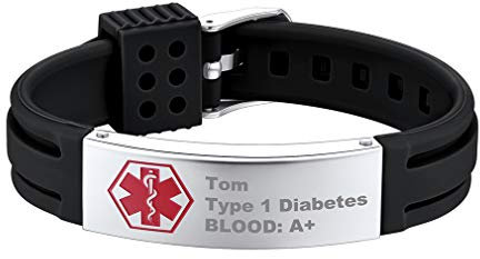 Bracelet en silicone Étiquette d'alerte médicale Bijoux étanche Symbole rouge Personnaliser gratuit Cadeau de fête Bracelet réglable homme femme