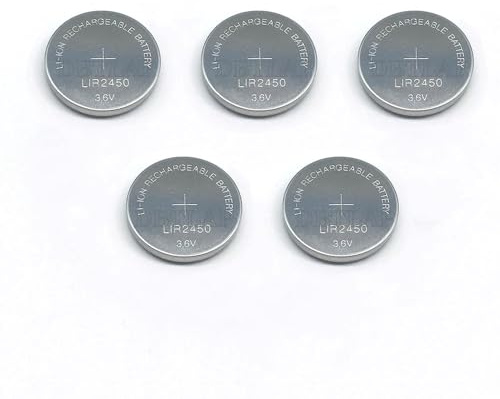 DBTLAP 5pcs/Pack 3.6V LIR2450 Rechargeable Batteries 120mAh 500 Times Recycling Lithium Coin Cell Button Batterie Replaced CR2450