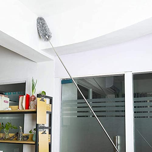 Spolverino telescopico a forma di ragnatela, estensibile, con asta telescopica in microfibra, per la pulizia di ventilatori a soffitto, persiane, ragnatela, auto normale