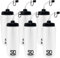 50 Strong 1 Liter Sports Water Bottle W/Straw - Easy Squeeze + Built in Finger Grip & Carry Loop - BPA Free Plastic - Single & Multi-Pack (Clear/Black, 6 Pack)