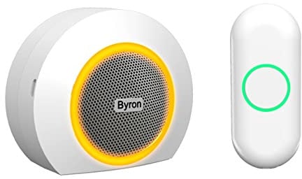 Byron DBY-23521 Wireless Portable Doorbell Set, 175 m Range, 8 Melodies, Visual Alert System