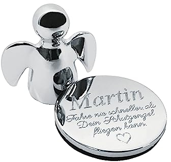 Diamandi Schutzengel mit persönlicher Gravur - Glücksbringer mit Name & Spruch personalisiert in Silber oder Gold - Magnetischer Auto Parkschein-Halter als praktisches Geschenk