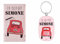 DLP, Porte clé métal (4.5x6cm) + Porte papiers de Voiture (10x15x1.5cm) en Voiture Simone