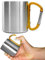 Outdoor Saxx® - Tazza da campeggio robusta con manico a moschettone, in acciaio inox, 250 ml (argento/arancione)