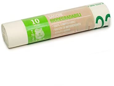 GALLO Sacchi Biodegradabili e Compostabili, Bio, 70x70 cm 75L Large Bolsas biodegradables y compostables, Rollo Contiene 10 Unidades, Color Blanco, 1 unità (Confezione da 1)