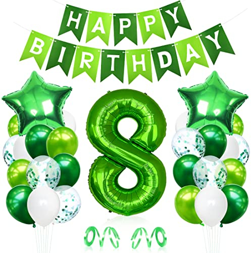 Luftballon 8. Geburtstag Grün, Geburtstagsdeko 8 Jahre Junge, Helium Ballon 8 Geburtstag, Riesen Folienballon Zahl 8, Deko 8 Geburtstag Junge, Ballon 8 Deko zum Geburtstag