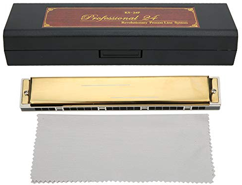 24 Löcher Tremolo Mundharmonika Mundhülle mit Etui für Erwachsene Schüler Anfänger (Gold A.) Musikinstrumente Spielen