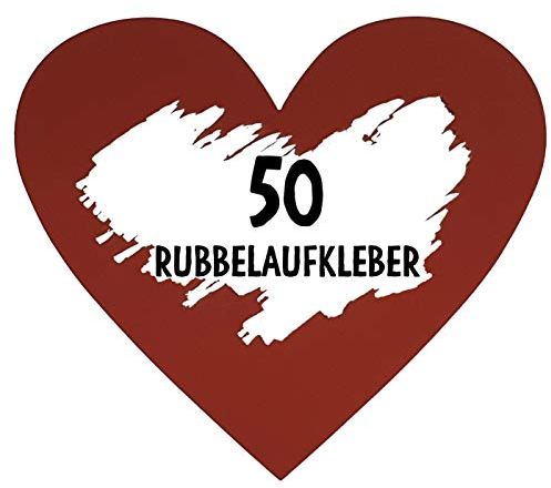 OWLBOOK 50 Rubbel Etiketten Herzen Rot zum Basteln von Rubbelkarten Rubbellose Überraschungen Gutscheinkarten Einladungen Hochzeit oder Verkündung von Schwangerschaft