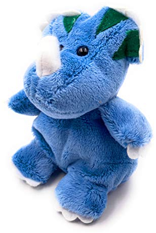 Onwomania Plüschtier Stofftier Kuscheltier Dinosaurier Urzeittier Riesenechse Dino Triceratops H 13 cm Blau