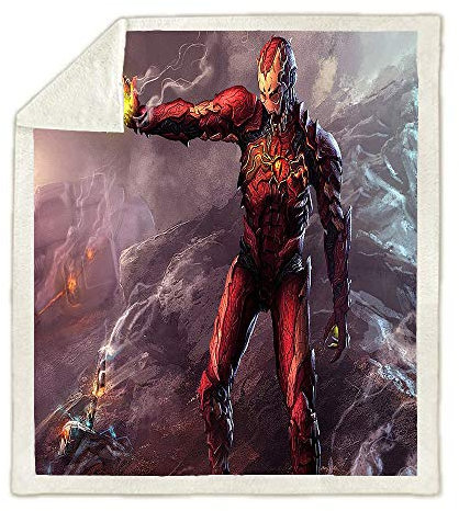 NICHIYO Iron Man Decke, Cartoon und Animation Fleecedecke für Erwachsene und Kinder, 100% Mikrofaser, für Schlafsofa und Sofa (8.130 cm x 150 cm)