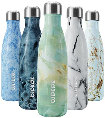 BJPKPK Botellas de agua aisladas de 500 ml, botellas de agua de acero inoxidable, botellas de agua deportivas que mantienen el frío durante 24 horas y el calor durante 12 horas, botella de agua sin