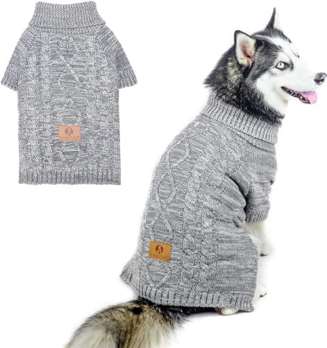Hundemantel für kaltes Wetter mit Wolle gestrickt in Design und Farbe - Kälteschutz Wintermäntel Pullover Bunt Warm Verschiedene Größen