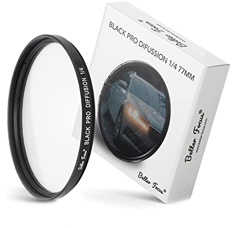 Better Focus Black Diffusion Pro Mist Filter 1/4-77 mm - Glow Mist Effect Cinebloom Promist