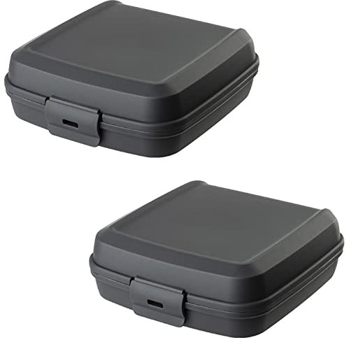 Engelland 2 x Lunchbox, Farbe: Anthrazit, Kunststoff, BPA-frei, Vesperdose, Brotdose, Plastikdose für Kinder, 14 x 14 x 5 cm