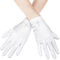 Geyoga Kommunionhandschuh aus Satin Handgelenklange Weiße Mädchenhandschuhe mit Strass Kreuz Heilige Kommunion Zubehör für Mädchen Prinzessinnen-Handschuhe mit Kurzen Fingern für Die Hochzeit