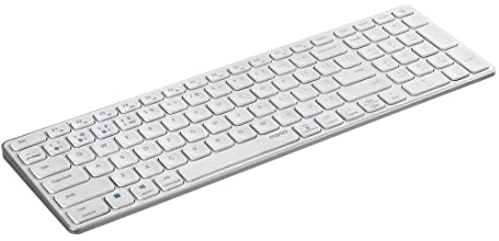 Rapoo E9700M kabellose Tastatur wireless Keyboard flaches Aluminium Design umweltfreundlicher wiederaufladbarer Akku DE-Layout QWERTZ PC & Mac - weiß