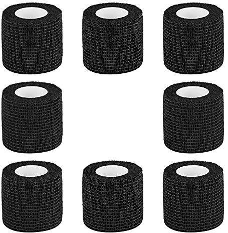 Cohesive Bandage 5cm x 4.5m 8 Pack Self Adhesive Bandage Wrap Breathable Bandage Tape Athletic Elastic Self Adherent Wrap for Sports Injury,Wrist, Knee, Ankle Sprains and Swelling (Black)