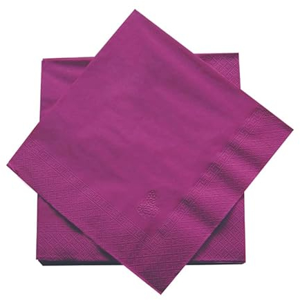 DSTOCK60 – Paquet de 100 serviettes en papier ouate couleur framboise 40 x 40 cm – 2 épaisseurs – Serviettes de table jetables framboise - serviettes en papier fuschia