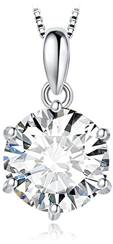 JewelryPalace Rundschliff 3ct Moissanite Solitär Kette Anhänger, Simulierter Diamant Braut Schmuck Set, Halskette Damen Silber 925 Collier Damen mit Stein, Schmuck Mädchen Geschenk für Frauen 45CM H-J