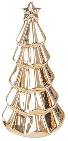 Tannenbaum Gold Höhe: 11cm Durchmesser: 6cm Weihnachten Deko Baum mit Stern Weihnachtsbaum Porzellan 1 Stück