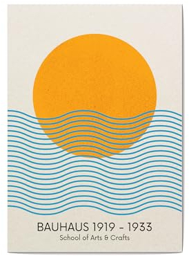 Mid Century Bauhaus Sun Poster, Bauhaus Wandkunst, Bauhaus Kunstdruck, geometrisches Poster, Bauhaus Wandkunst, modern abstrakt, Retro Poster (A1 - 59,4 x 81,4 cm)
