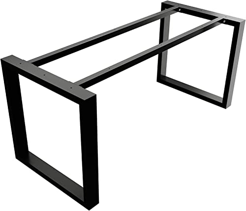 MetaloPro Pied de Table Métal, Robuste Pieds de Table en Acier, Cadre Moderne Pieds de Bureau avec Vis et Protecteurs de Sol pour Industriel Bureau, Salon, Salle à Manger, 180 x 70 x 72cm – Noir