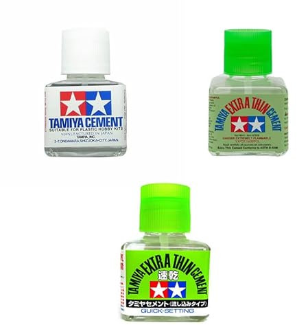Tamiya Liquid Cement Thin & Extra Thin Adhesive Plastic Hobby Kits 40ml [3 PACK]