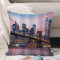Kissenbezug 45x45 cm,New York Brooklyn Bridge und Lower Manhattan Skyline unter Pink Sunris,Outdoor Kissen Kissenbezüge Kissenhülle Sofa Kissen dekokissen Zierkissen für Wohnzimmer Garten deko draußen