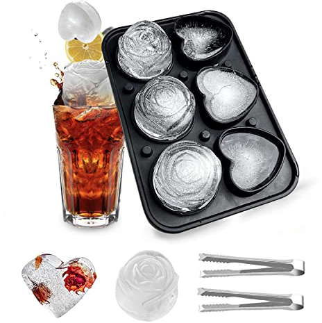 B-081 Eiswürfelform Rose Und Herz Eiswürfel Silikon Eiswürfelform Eiswürfelformen Eiswürfel Silikon Silikonform Eiswürfel Eiswürfelform Silikon Für Whisky, Cocktails, Hausgemachte Säfte