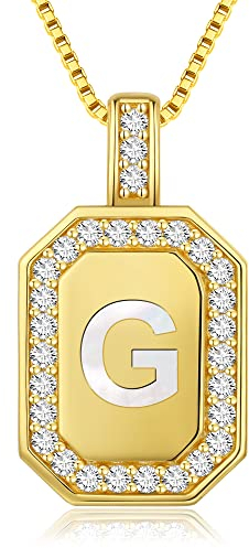 LOUISA SECRET Kette Damen 925 Sterling Silber gold 26 Alphabet Anhänger Halskette für Frauen Geburtstags Valentinstag Weihnachten Muttertag Schmuck Geschenke für Frauen Freundin Frau Mama Sie (G)