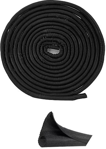 Qjaiune Kabel-Management, 3 m – 1,9 cm, schwarz, geteilte Hülsen, Drahtschutz, Schreibtischkabel-Organizer, selbstwickelnder Draht-Webstuhl für TV, Computer, USB-Kabel, Netzkabel, Audio-Video-Kabel