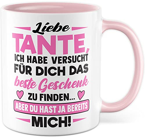 Tante Tasse mit Spruch, Liebe Tante ich habe versucht für dich das beste Geschenk zu finden Geschenkidee Familie Geburtstag Kaffee-Becher Kaffeetasse Witz Humor lustig