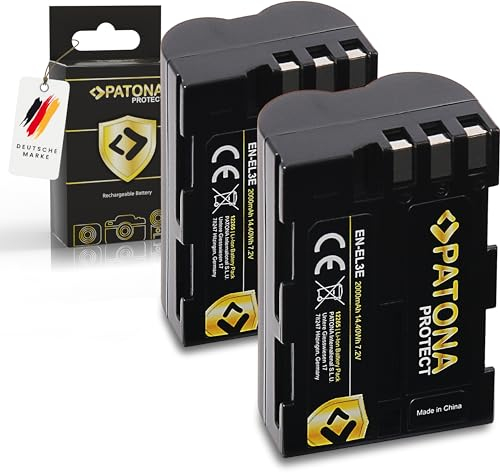 PATONA 2X Protect EN-EL3E Batterie de Rechange 2000mAh avec boîtier de Protection Compatible avec Nikon D40 D40x D50 D60 D70 D70s D80 D90 D100 D200 D300 D300S D700 D900 D3000 D5000 en EL3E ENEL3E