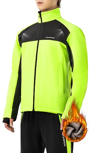 ROCKBROS Fahrrad Jacke Winter Thermo Fahrradbekleidung Softshelljacke Hohe Sichtbarkeit & Winddicht Fahrradjacke für Outdoor-Aktivitäten wie Radfahren, Wandern, Klettern Damen/Herren 3XL