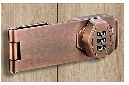 ETEKJOY Keyless Cabinet Lock 3-Digit Password Combination Code Hasp Latch Lock Twist Knob Wooden Drawer Cupboard Locker Gun-Safe Closet Box (4 inch, Antique Copper)
