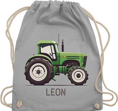 Turnbeutel Rucksack - Traktor mit Name personalisiert I Landwirte Geschenk Landwirt I Traktoren Geschenke Trecker I Landwirtschaft - Unisize - Hellgrau - stoffbeutel beutel kita bulldog sportbeutel