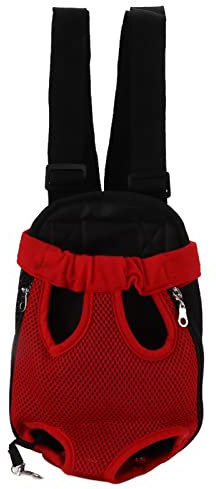 Zaino Pettorale Per Animali Domestici, Zaino Porta Cani Traspirante Portatile Per Animali Domestici Accessori Per Animali Domestici Per Escursionismo Bici da Viaggio Moto(L-rosso)