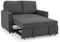 Home Detail Faux Leather Pull Out Sofa Bed Two Seater SofaBed Upholstered Settee in Linen Fabric Grey or Blue (Grey Linen)
