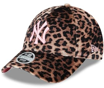 New Era New York Yankees Basecap Kappe Leopardenmuster Cap Damen Mädchen Frauen Leo Samt MLB 9Forty braun schwarz - One-Size