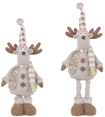 JAWSEU Weihnachtspuppe Teleskop Plüsch Spielzeug, Weihnachten Teleskop Stehend Weihnachtspuppe mit Teleskopbeinen Schneemann Elch Lange Beine Plüschpuppe Ornamente Tischdekoration Basteln Deko