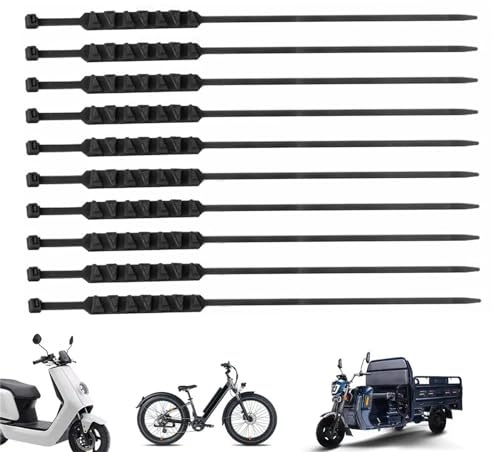 10 Stück Motorradreifen-Antirutschkette, Kältebeständige Nylon-Anti-Schlupf-Bindungen，Reifen-Rollgürtel, Winter-Schnee-Schlamm-Antirutsch, geeignet für Motorrad, Fahrrad, Elektroauto (Schwarz)