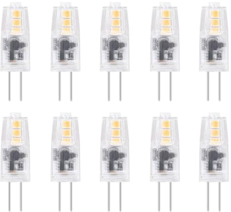 Jiotouhu G4 LED Lampe 2W, Ersatz für 12V 20W Halogen, Warmweiß 3000K, 200LM, 12V Niedervolt LED Birne, Nicht Dimmbar, Nicht Flackern, für Unterbauleuchten, Dunstabzugshaube, 10 Stück