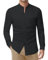 DEMEANOR Camisa elástica sin cuello para hombre, manga larga, cuello alto, camisa de negocios, ajustada, camisa de ocio, camisa de pie, 1 negro, M