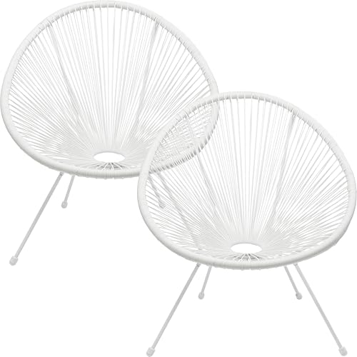 Kare Design Gartenmöbel Set Acapulco, 2er Set, Weiß, Indoor und Outdoor Sitzgruppe im Retro-Design, 2X Sessel, Gartenstühle, Lounge-Möbel für Balkon, Garten, Terrasse, Stahl, 85x73x78 cm (H/B/T)