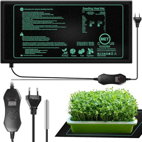 Vegena Heizmatte Mit Thermostat,25cm*52.5cm 50W Wärmematte Für Sämling,Zimmergewächshaus Wärmematte,wasserdichte Sämling Wärmematte Für Sämling,Saatgut,Gewächshaus,IPX4 Wasserdicht