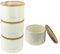 3 Pieces Jar with Wooden Lid Tea Coffee Sugar Canister Storage Container Bowl Pots Kitchen Storage Tins (Cream)