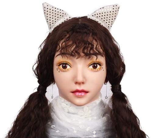 Maschere Realistiche Maschera in Silicone per Adulti Maschera A Pieno Facciale può Truccare La Maschera per La Testa Maschera,Color 2,Package One