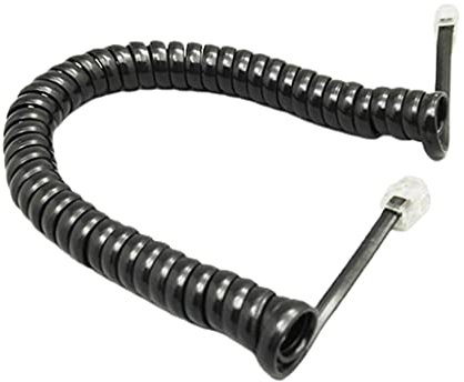 JSGHGDF Cavo a spirale per cornetta telefonica a quattro core, cavo a spirale, nero e bianco, Nero , M