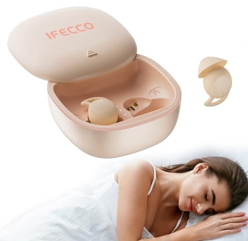 IFECCO Auriculares para Dormir de Lado, Auriculares Mini In-Ear Suaves Invisible Bluetooth 5.3, Auriculares Inalámbricos para Dormir, Hacer Ejercicio, Fitness, Yoga y Viajar (Pink)